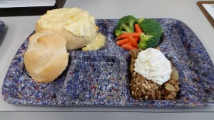 A recent lunch of Chilli Bread Bowl or Corn Chowder Bowl offered at Barnstead Elementary School.